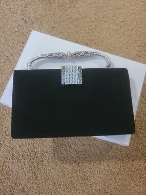 Letty Evening Satin and Rhinestone Clutch